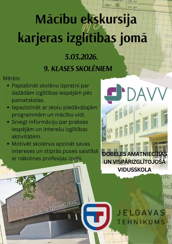 AFIŠA - Iepazīstot profesijas Jelgavas Tehnikumā